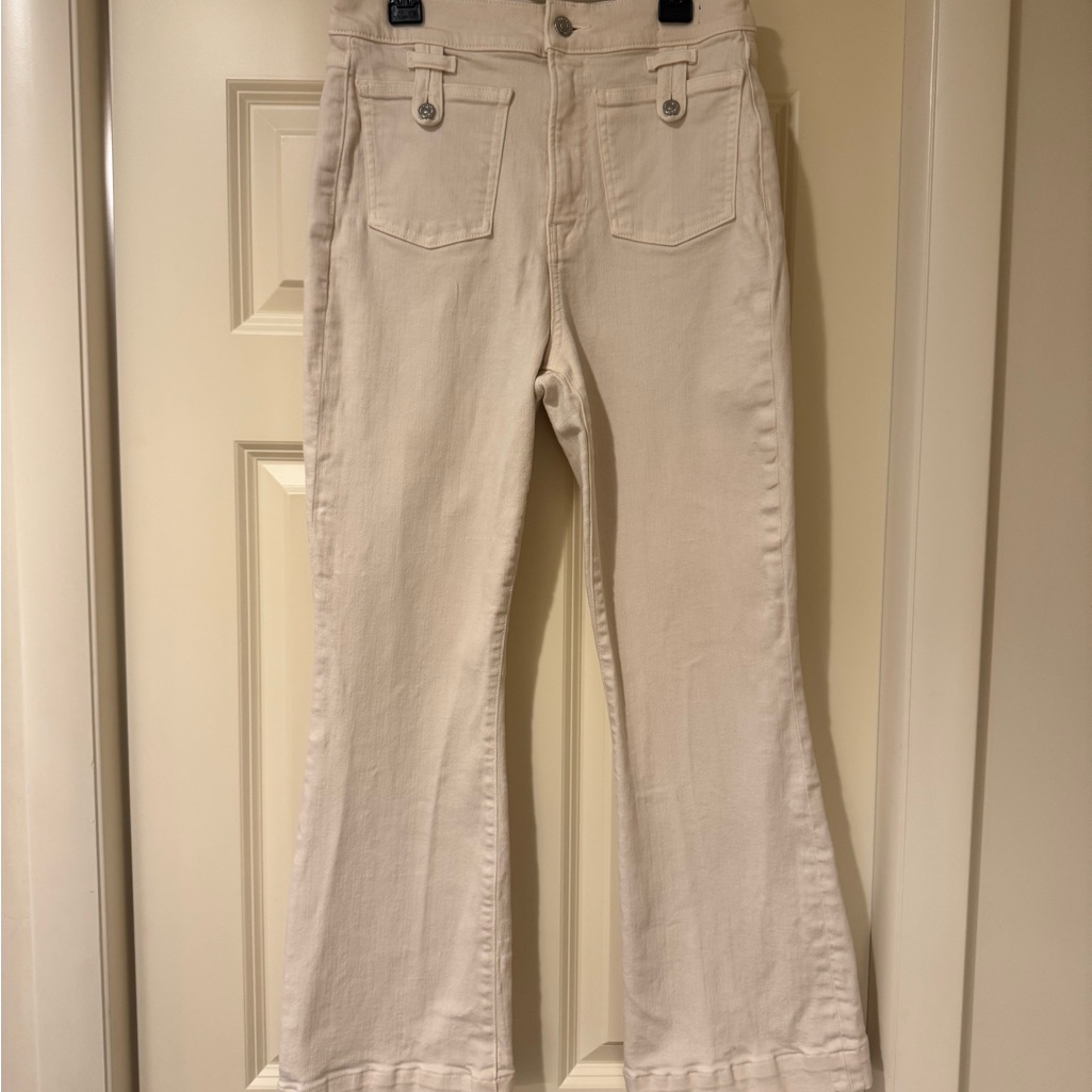 Veronica Beard Cream Waistband Jeans